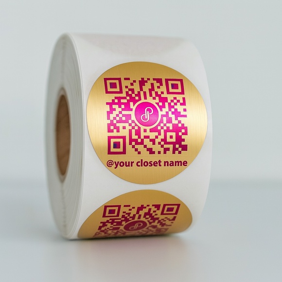 Gold Metallic QR Code Closet Stickers – Custom @yourclosetname Labels, 2‑Inch - Picture 2 of 2